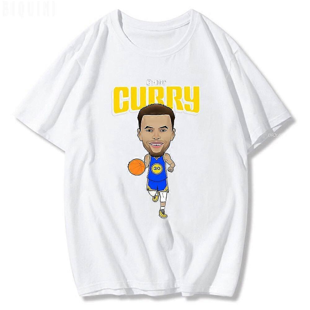 Basketbol Şampiyonu Tişört Stephen Curry Warriors Retro Baskılı Tişört Erkekler İçin% 100 Pamuk Gevşek Üstler Erkek Tees Casual