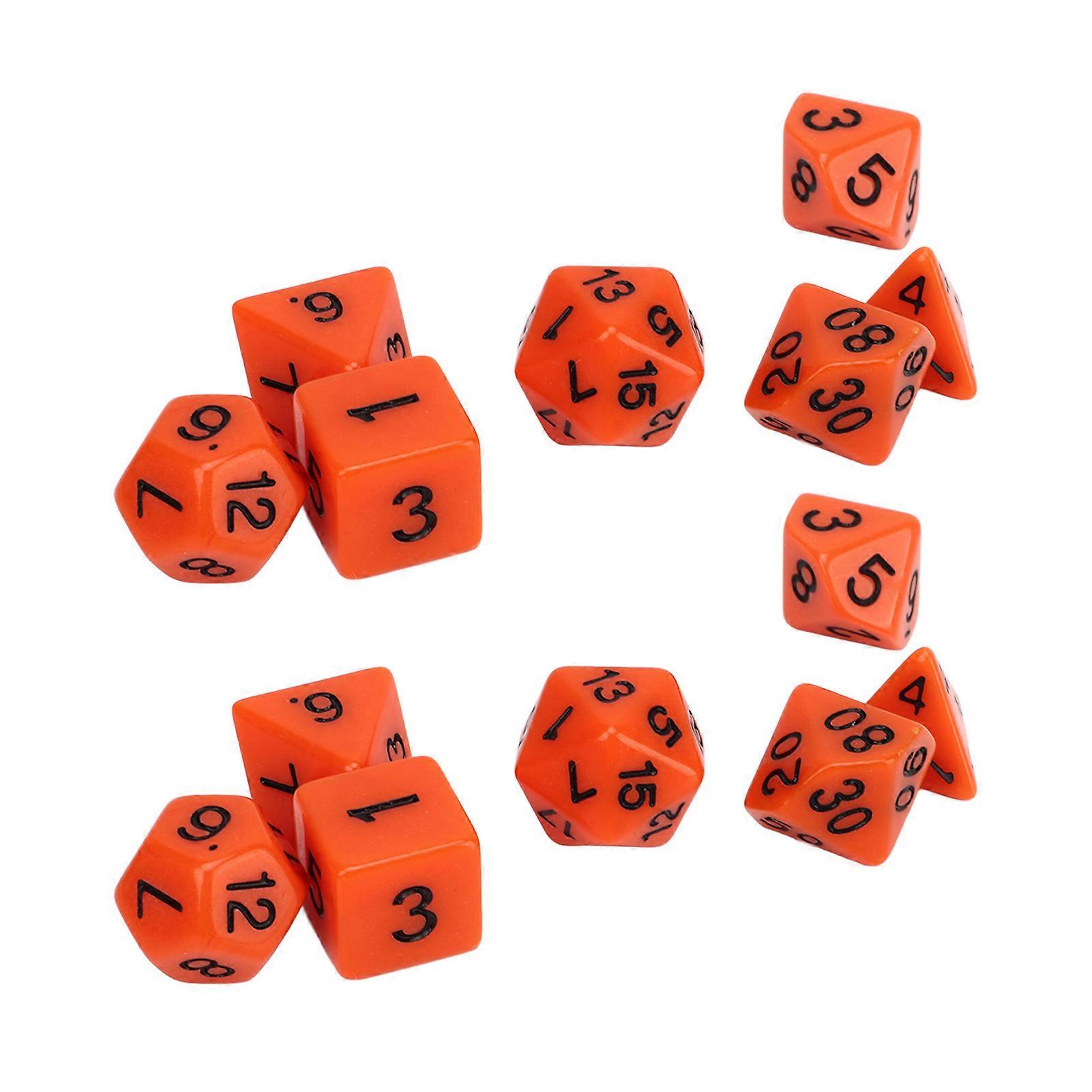 21 قطعة مجموعة نرد متعدد السطوح بلون خالص من البلاستيك المضاد للأكسدة الأدوار التعليمية لعب النرد للعبة البرتقالي