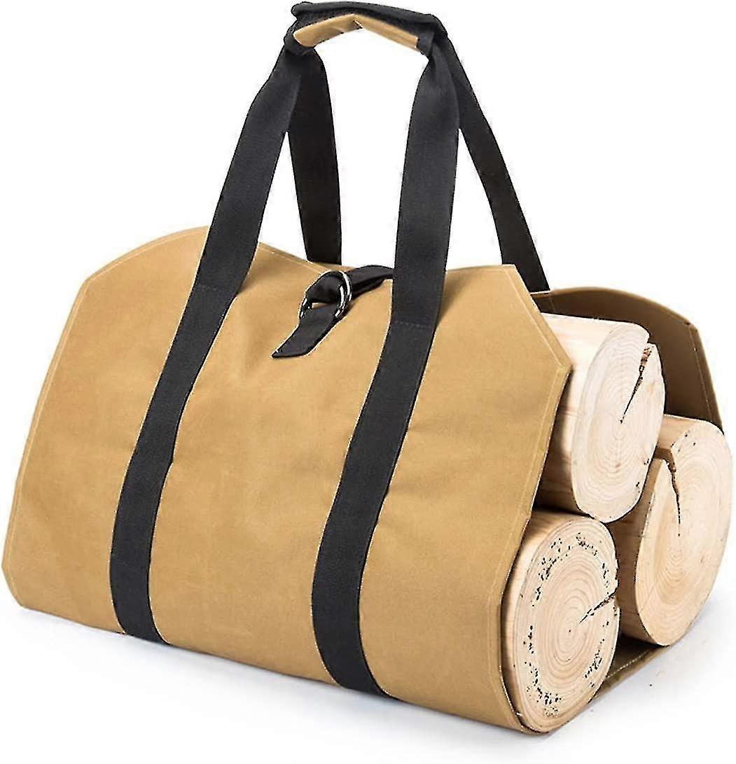 Canvas Fireplace Log Bag,large Capacity Canvas Log Bag Water Resistant Canvas Log Carrier Bag Canvas Firewood Folding Log Bag For Indoor Fireplace Gar