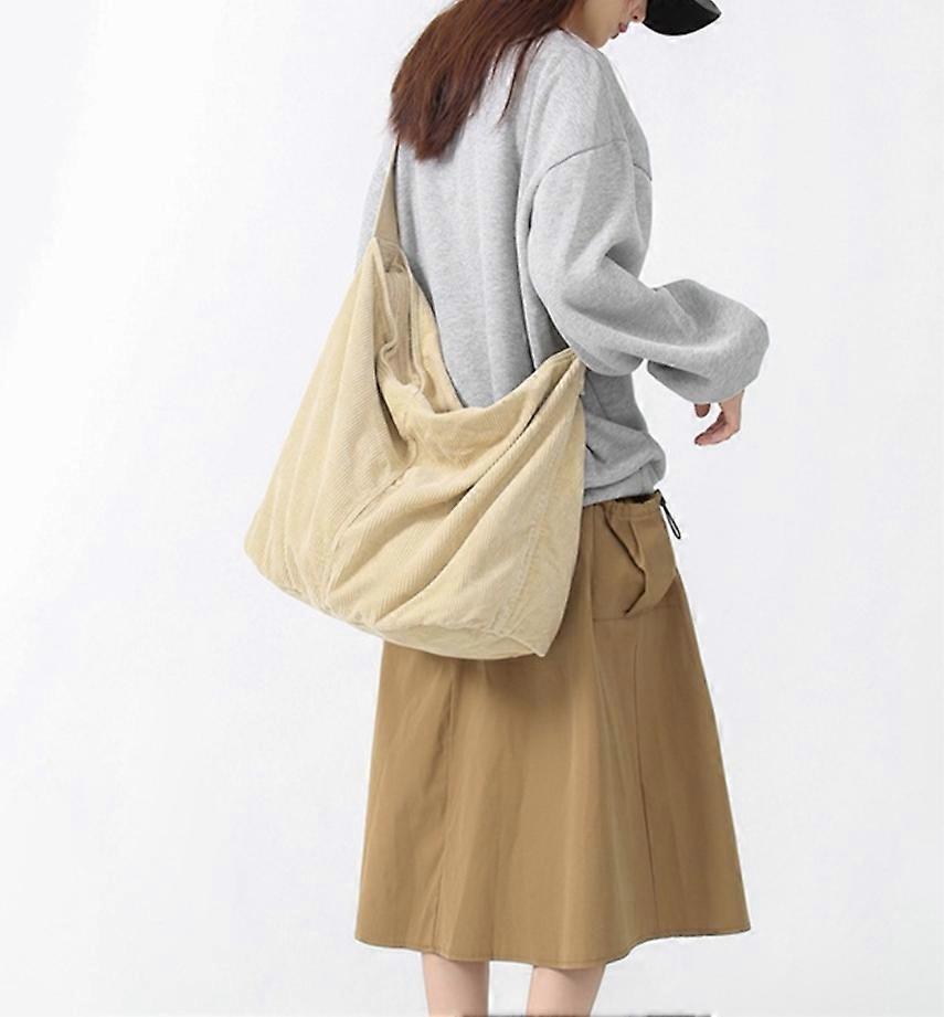 Retro Corduroy Solid Color Large Capacity Women's Diagonal Straddle Shoulder Bag