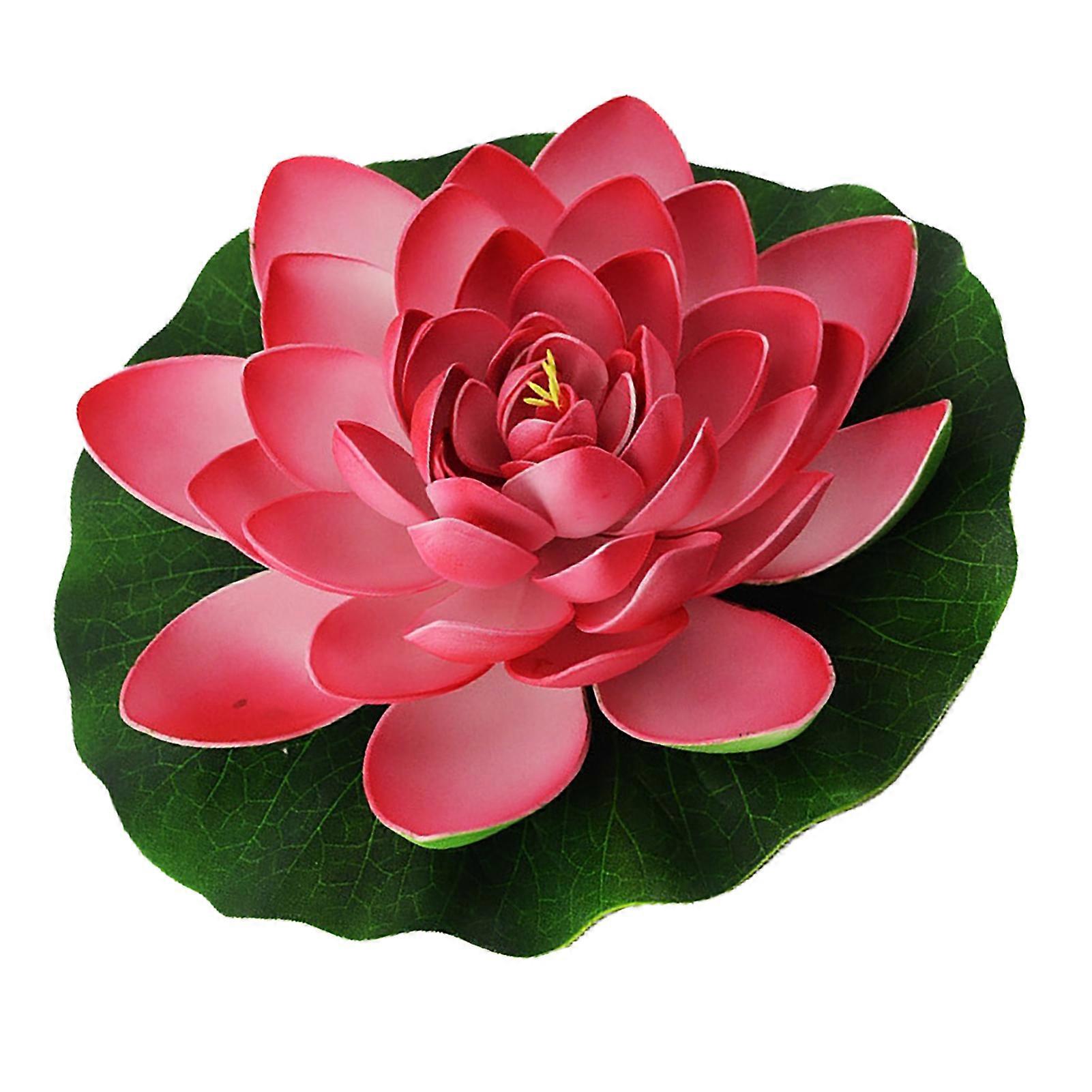 Artificial Loutus Floating Foam Fake Lotus Flower Pads Lifelike Decorative Pond Plants Ornaments for Pool Aquarium Red 