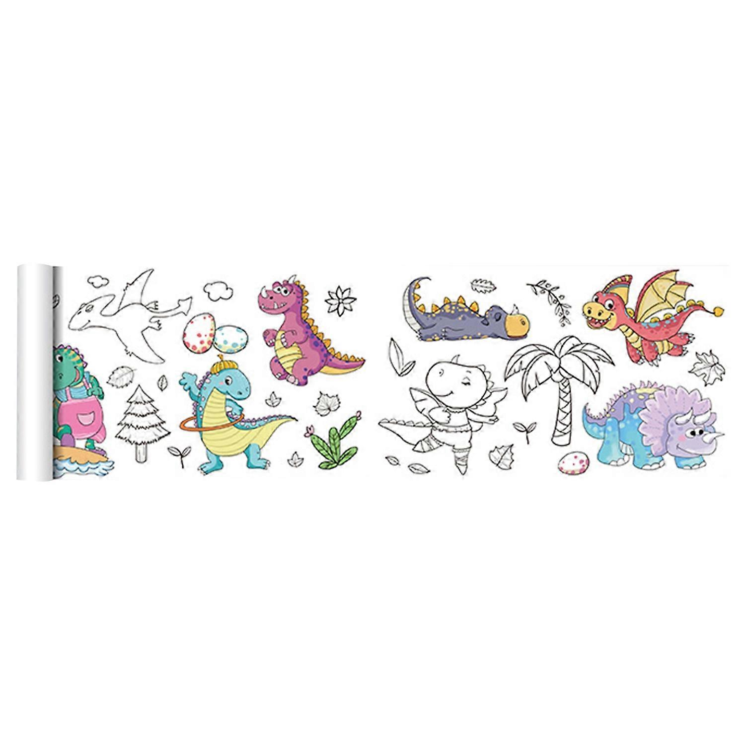 Children Graffiti Scroll Coloring Poster Clear Print Animals Drawing Tablecloth Colorfast Kids