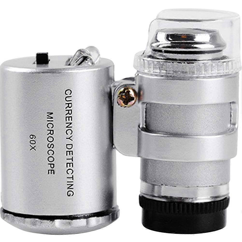 Microscope de détection de devises 60x Mini poche LED Loupe de microscope de lumière