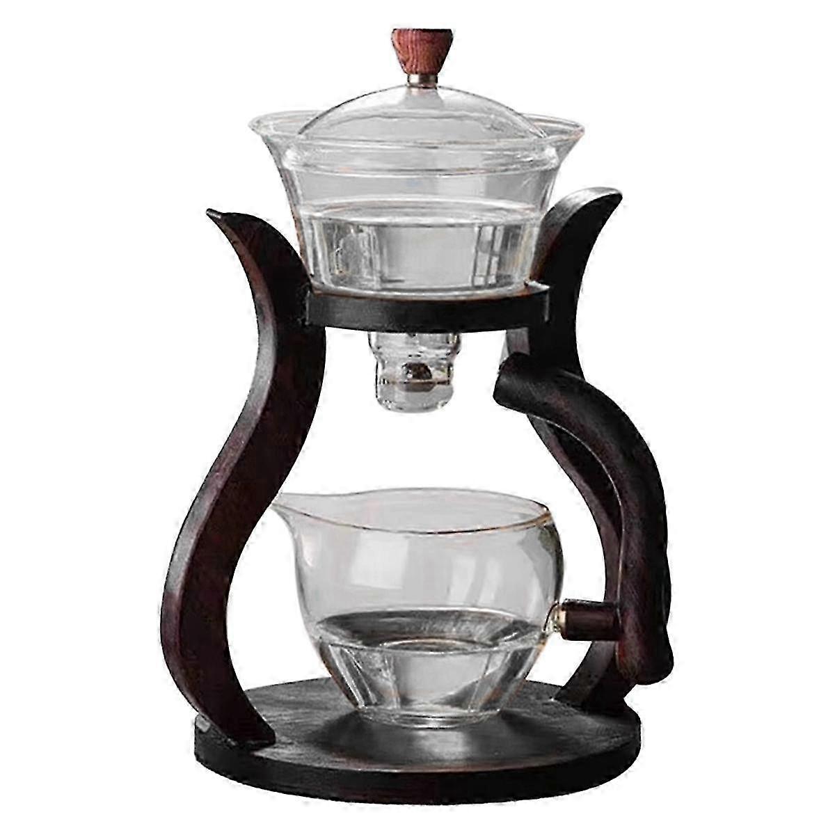 Hitze- Glas Teeset Magnetische Wassertrennung Rotierender Deckel Schüssel Automatische Teezubereitung Lazy Teapot