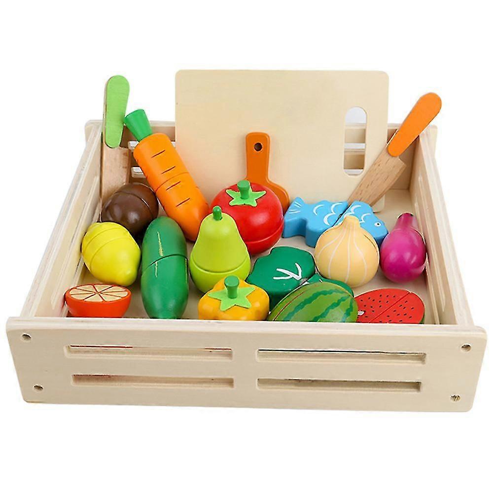 Hlzernes Kche Kinder Spielzeug, Schneiden Sie Obst Und Gemse Magnetspielzeug, Kochen Lebensmittel Simulation Bildungs Und Farbe Wahrnehmung Fr Vorschu