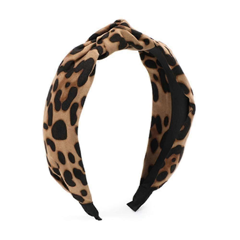 Wide Top Cross Knot pard Print Turban Headbands