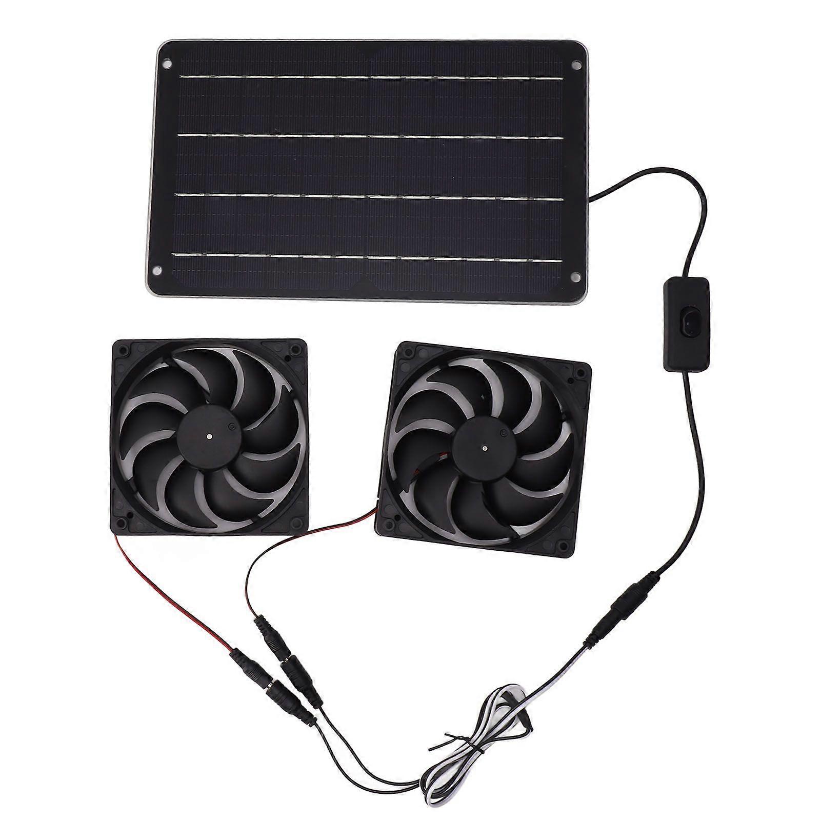 20W Solar Powered Dual Fan 12V Efficient Energy Saving Solar Panel Fan Kit with Switch for RV Greenhouse Pet Home