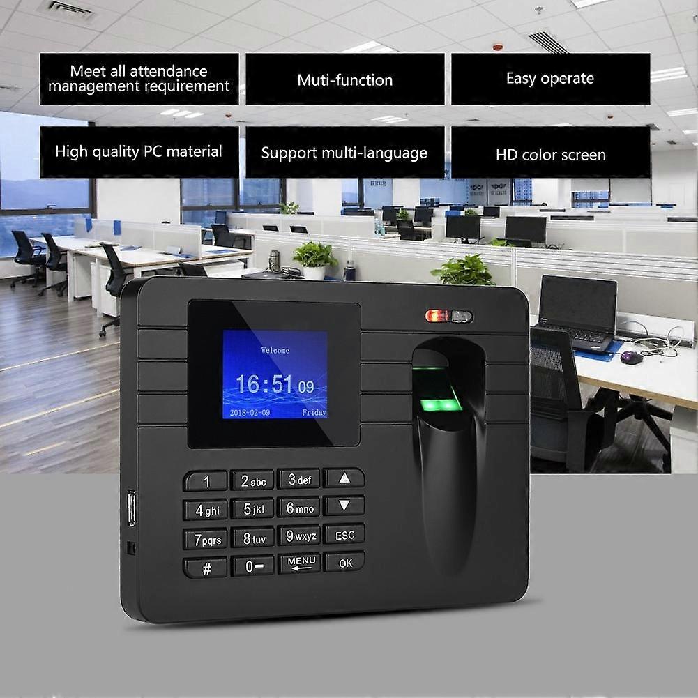 2.4in TFT LCD Screen Fingerprint Time Clock Recorder Employee Attendance Machine 100-240V