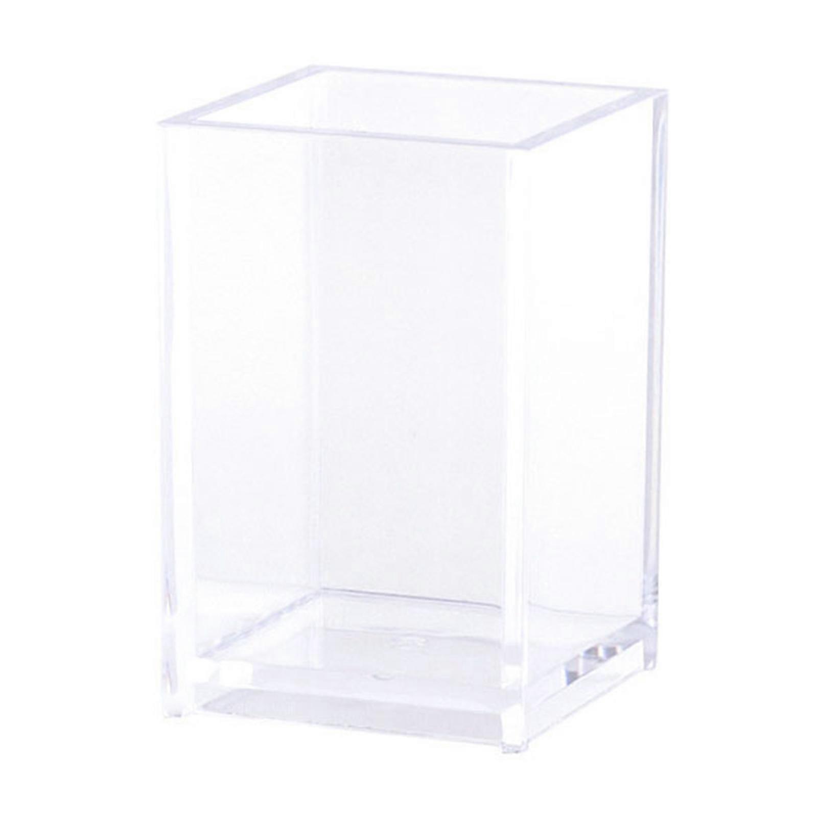 Clear Acrylic Pen Holder Multipurpose Large Capacity Stylish Simple Rectangular Desktop Pencil Organizer