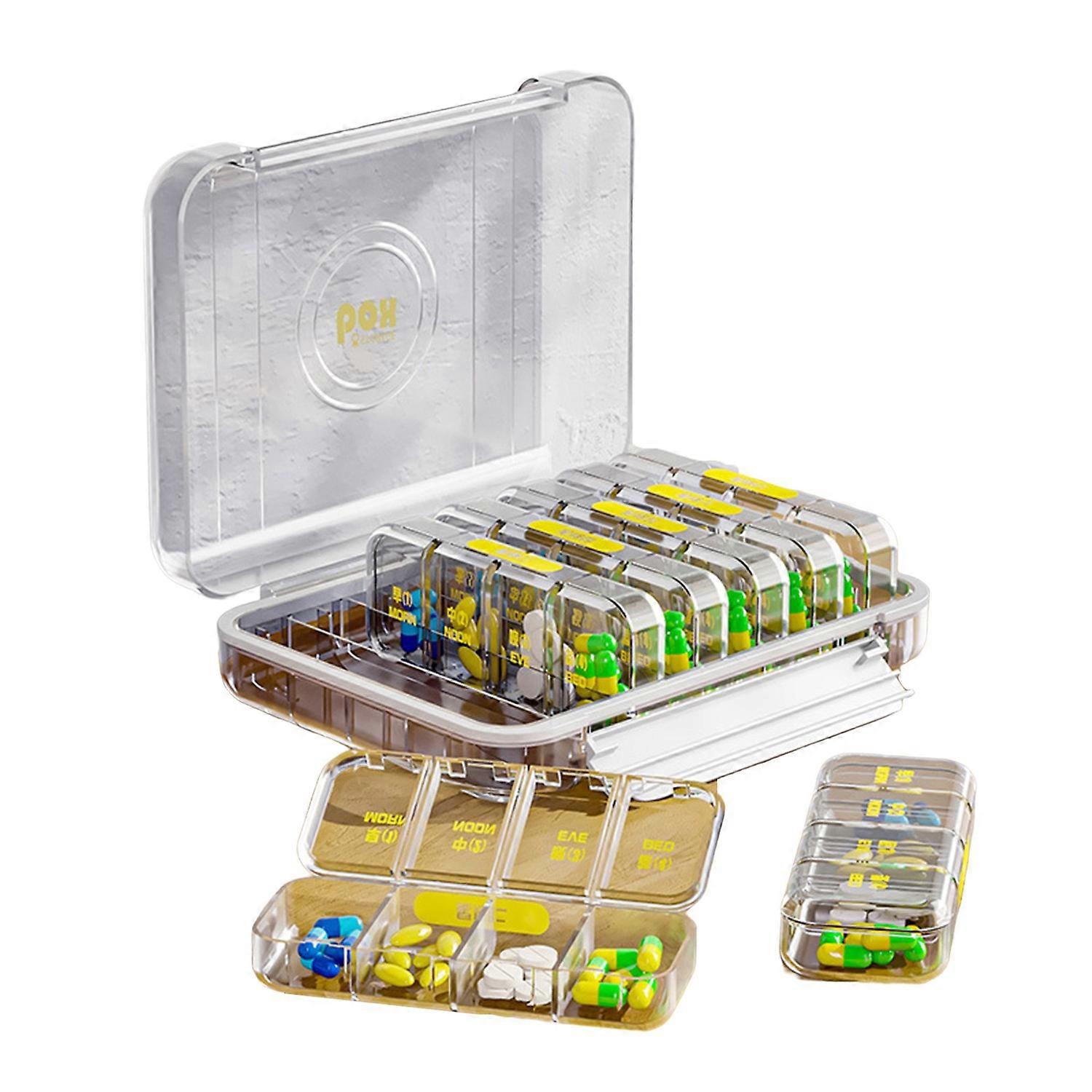 Pill Organizer 21/28 Grids Buckle Closure Independent Lid Good Sealing Easy Access Dustproof 7 Days