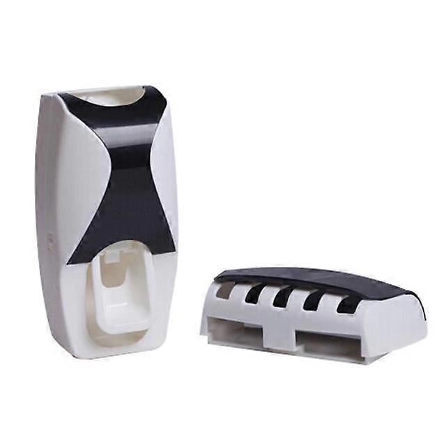 Automatic Toothpaste Dispenser + 5pcs Toothbrush Holder Set Bathroom Accessories Set Wall Mount Rack Toothpaste Squeezers