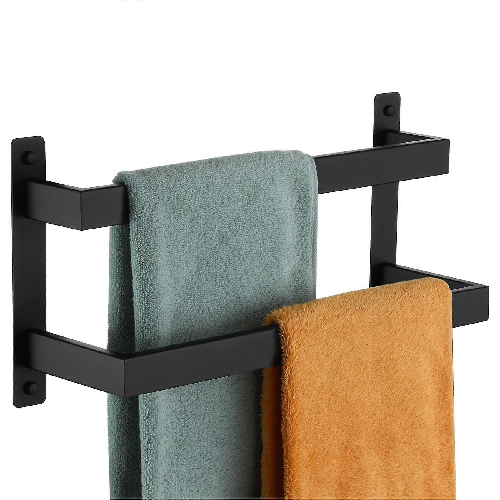 Stainless Steel Double-Layer Towel Rack Wall-Mounted 16-Inch
