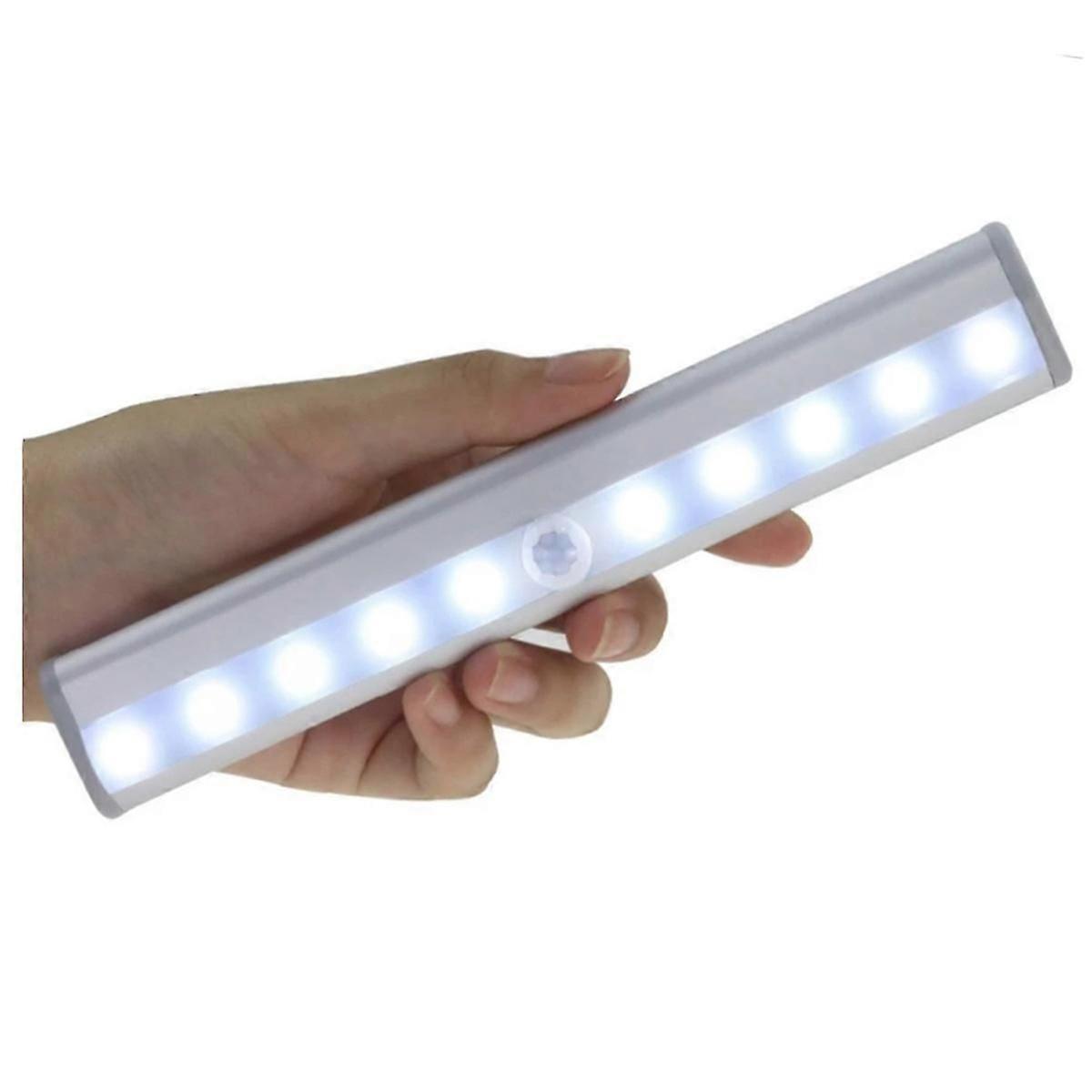 Battery operated LED light with motion detector silver