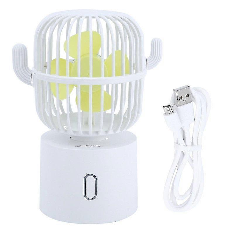 Mini USB Desktop Fan - Portable, 3-Speed Adjustable, White