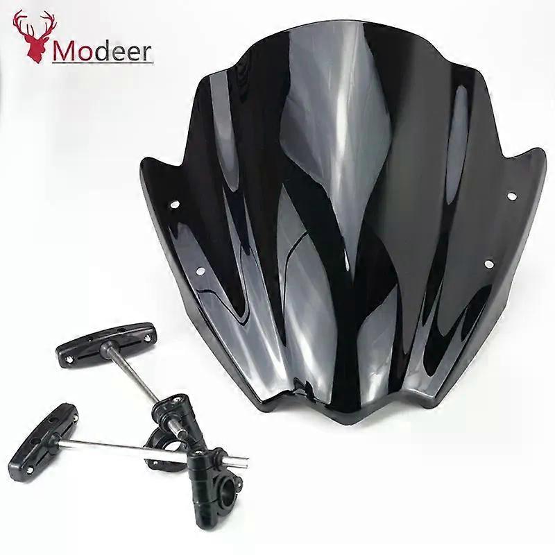 Universal Black Motorcycle Windshield Windscreen 7/8" & 1" Handlebar Mount compatible for Windshield Windscreen Screen MAXP