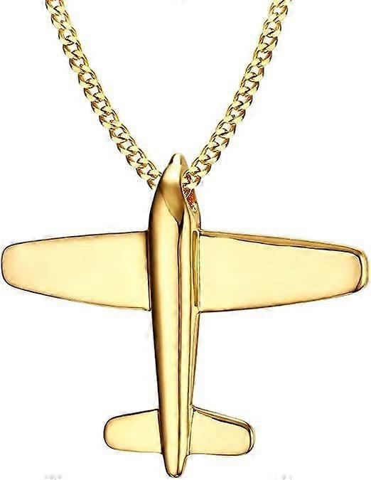 男性のための飛行機のペンダントネックレス - ステンレス鋼の金メッキ紙飛行機飛行機のペンダントネックレス、チェーン24 "