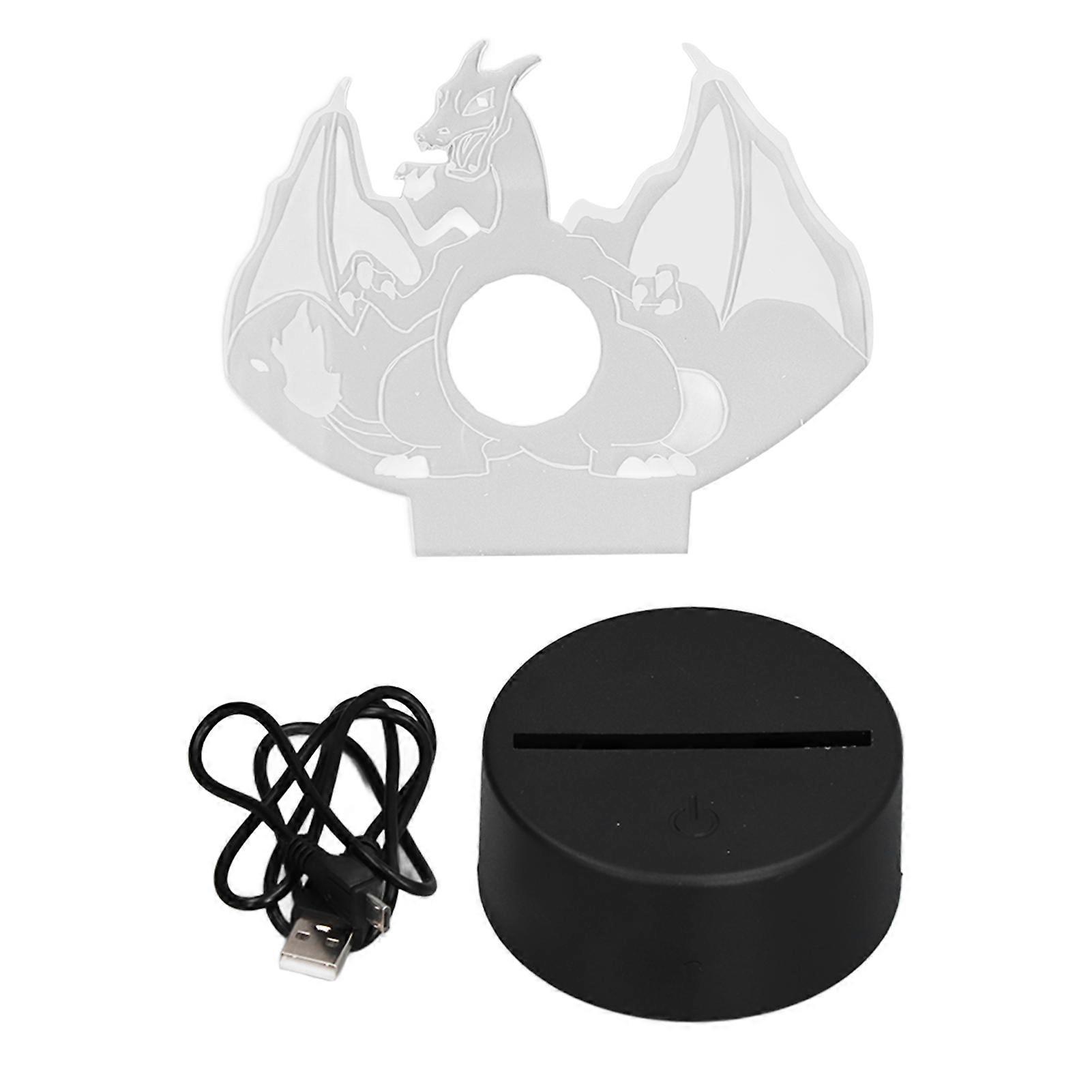 3D Fire Dragon Night Light - Touch LED Lamp, Bedroom Bedside Light, Dragon Decor