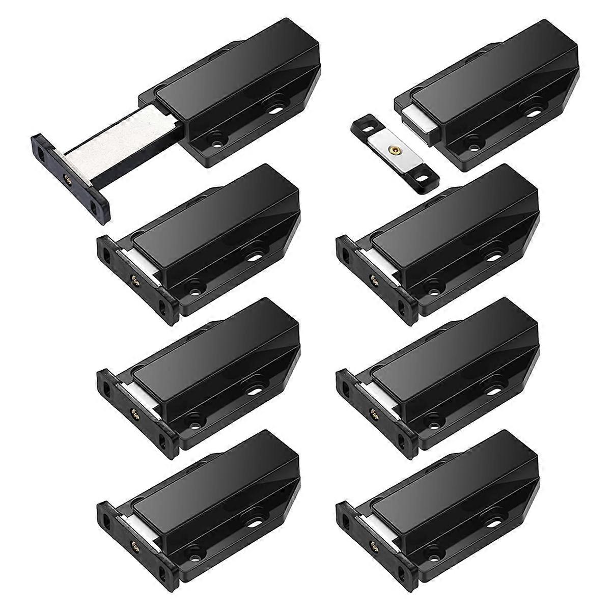 8 Pack Magnetic Push Latch Heavy Duty Push to Open Cabinet Hardware Push Release Magnets Touch Latch, Black