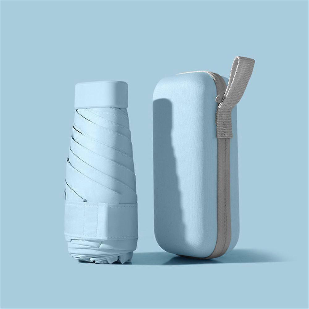 Guarda-chuva de bolso à prova de vento ultra leve anti-UV sol/chuva 6 dobrável com caixa mini