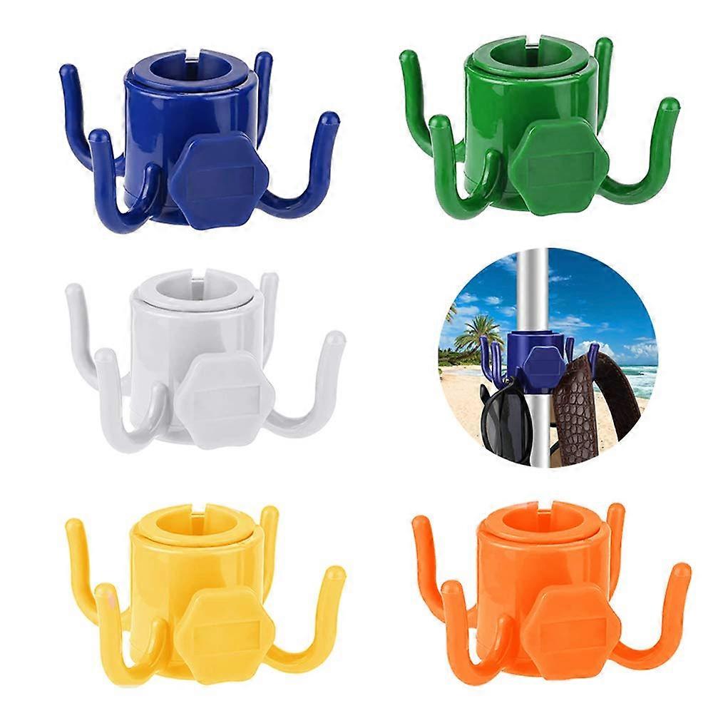 5 Pack 4-Prongs Adjustable Plastic Beach Umbrella Hanging Hook for Beach Camping