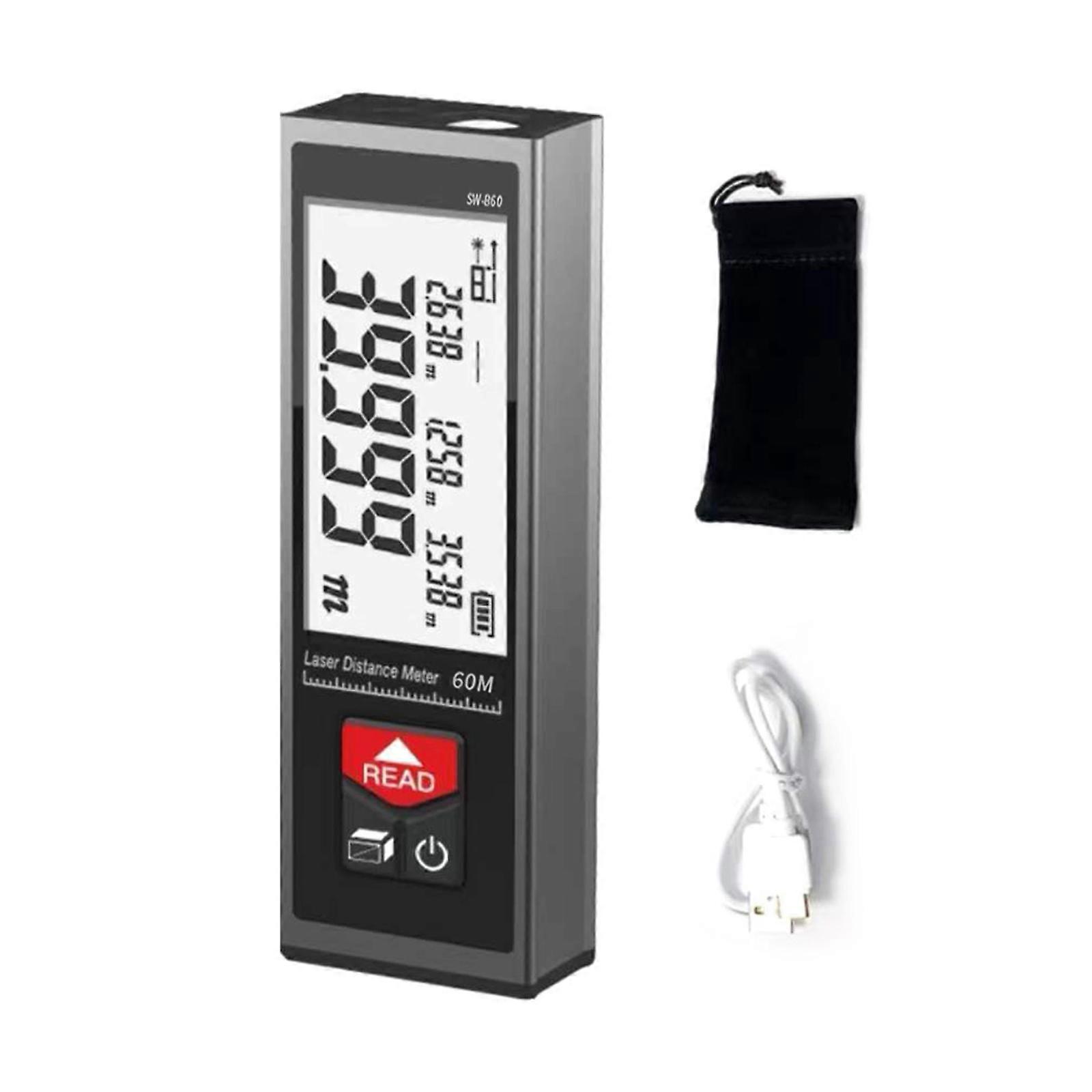 40M/60M Mini Distance Meter Backlight LCD Digital Display Screen Rangefinder Measuring Tool Rechargeable Multicolor