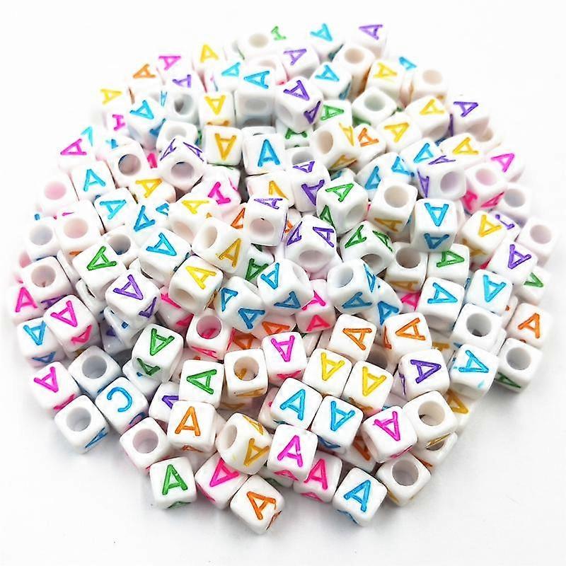 100 Pcs 6mm Acrylic Cube 26 Letters/Alphabet Colorful Loose Beads DIY Jewelry