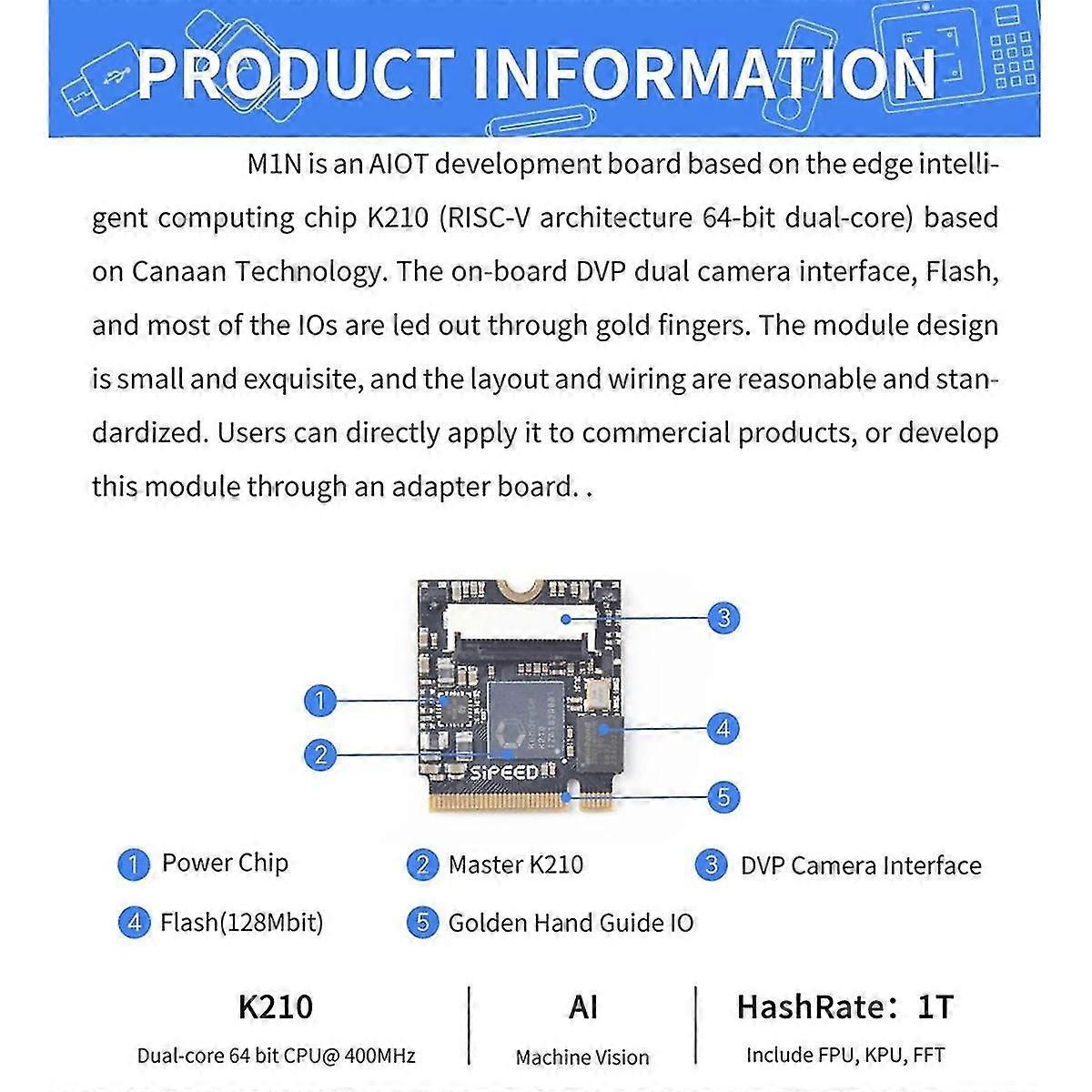 M1n Maix Nano RISC-V K210 AI+IoT Development Board Module Deep Learning Goldfinger Module