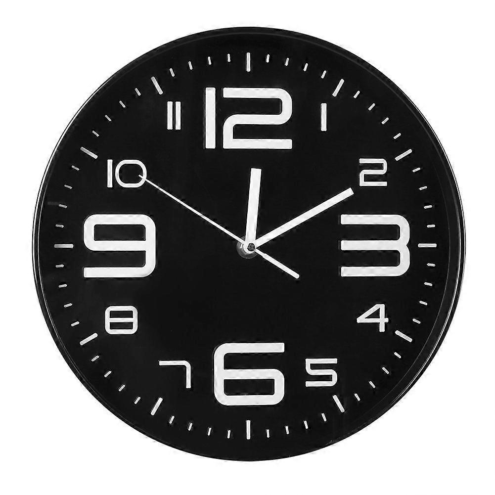 Simple quartz wall-mounted large watch wall clock home office bedroom decoration (black)