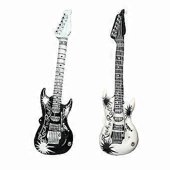 2x White Black Inflatable Guitar Disco Blow Up Fancy Dress Party Prop Musical