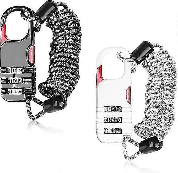 Bicycle Lock, 2 Pieces Portable Bicycle Lock Chain Password Combination Security Lock Anti-Theft Resettable 3 Digit Lock for Motorcycle Helmet Scooter