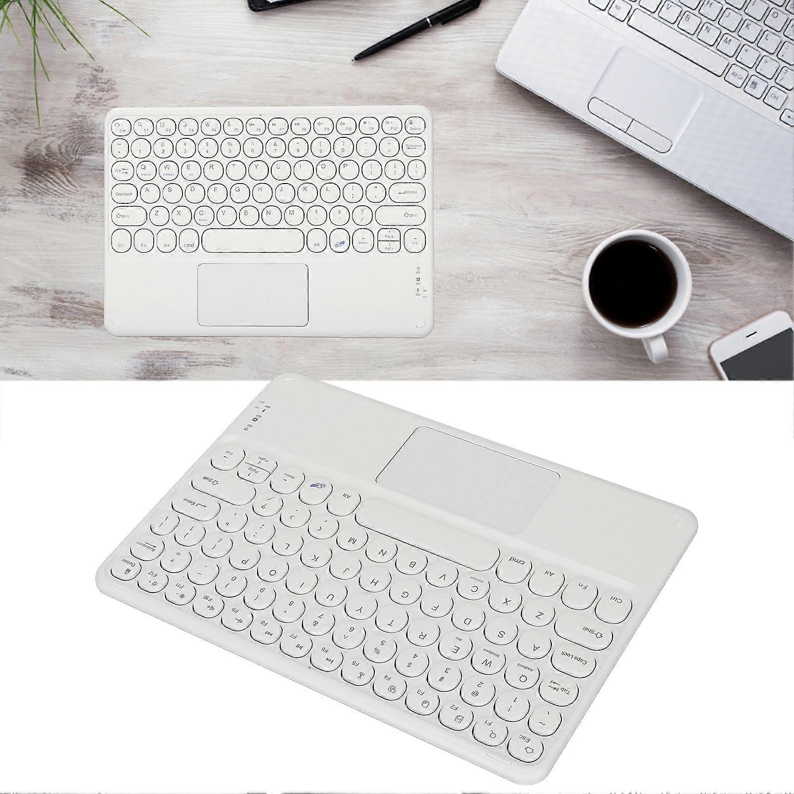 Wireless Bluetooth Keyboard Round Keycap Ergonomic Design Smart Touch Ultra Thin White 10in Wireless Keyboard 