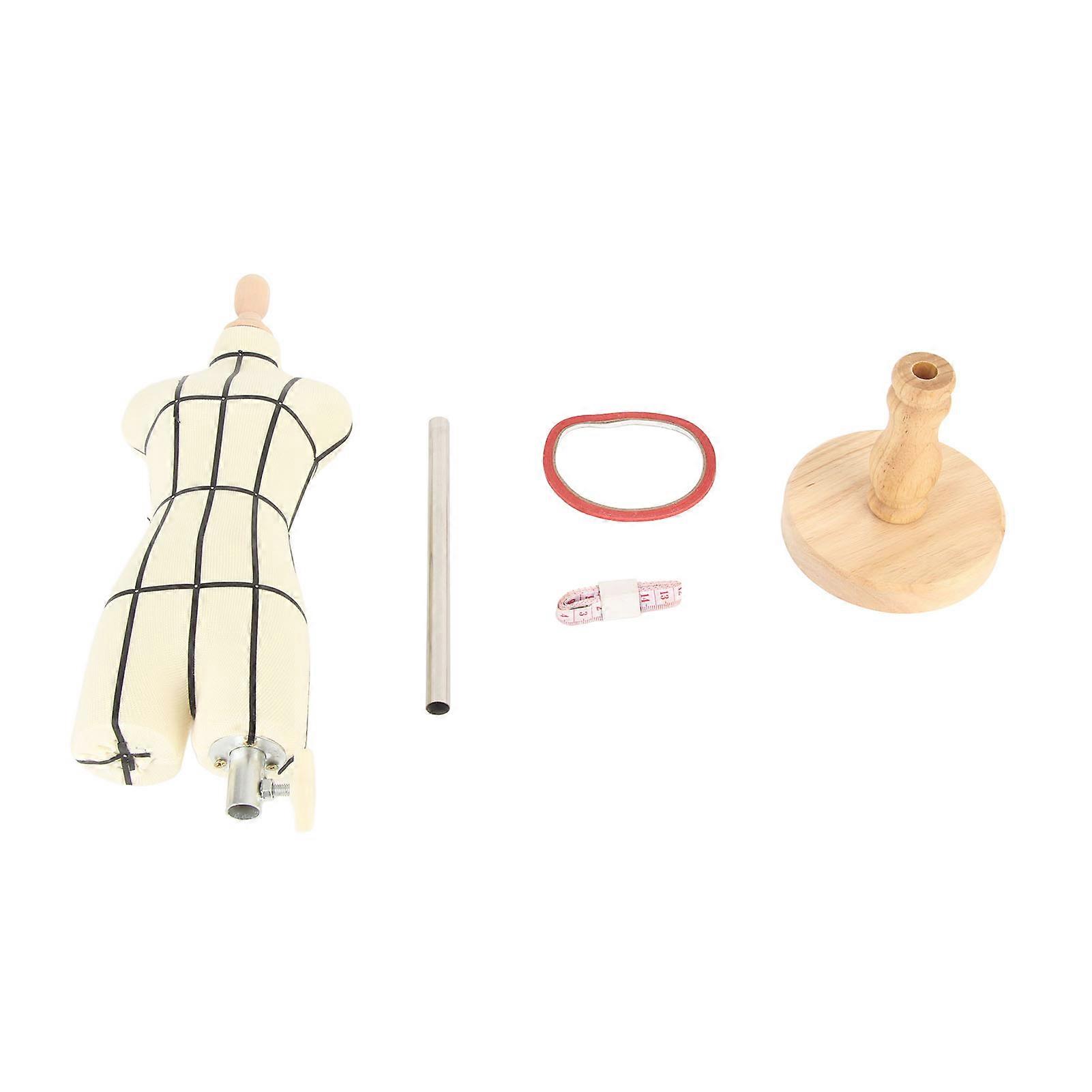 Miniature Dressmaker Mannequin with Wooden Stand, Display Model for Sewing and Teaching, 1/3 Size