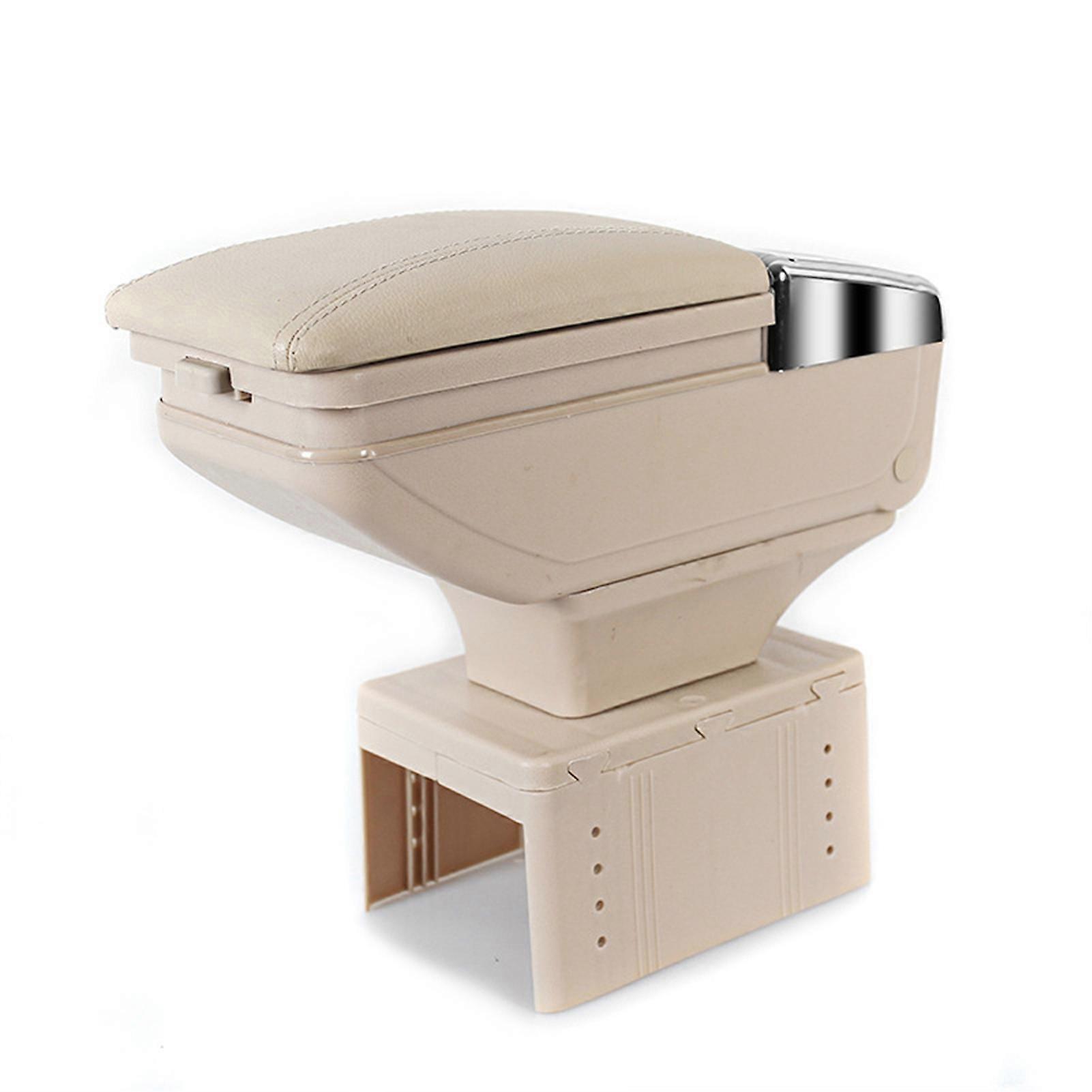 Car Armrest Storage Box Leather Extendable Elbow Rest Cushion Storage Organizer with Pull-Out Cup Holder Adjustable Base
