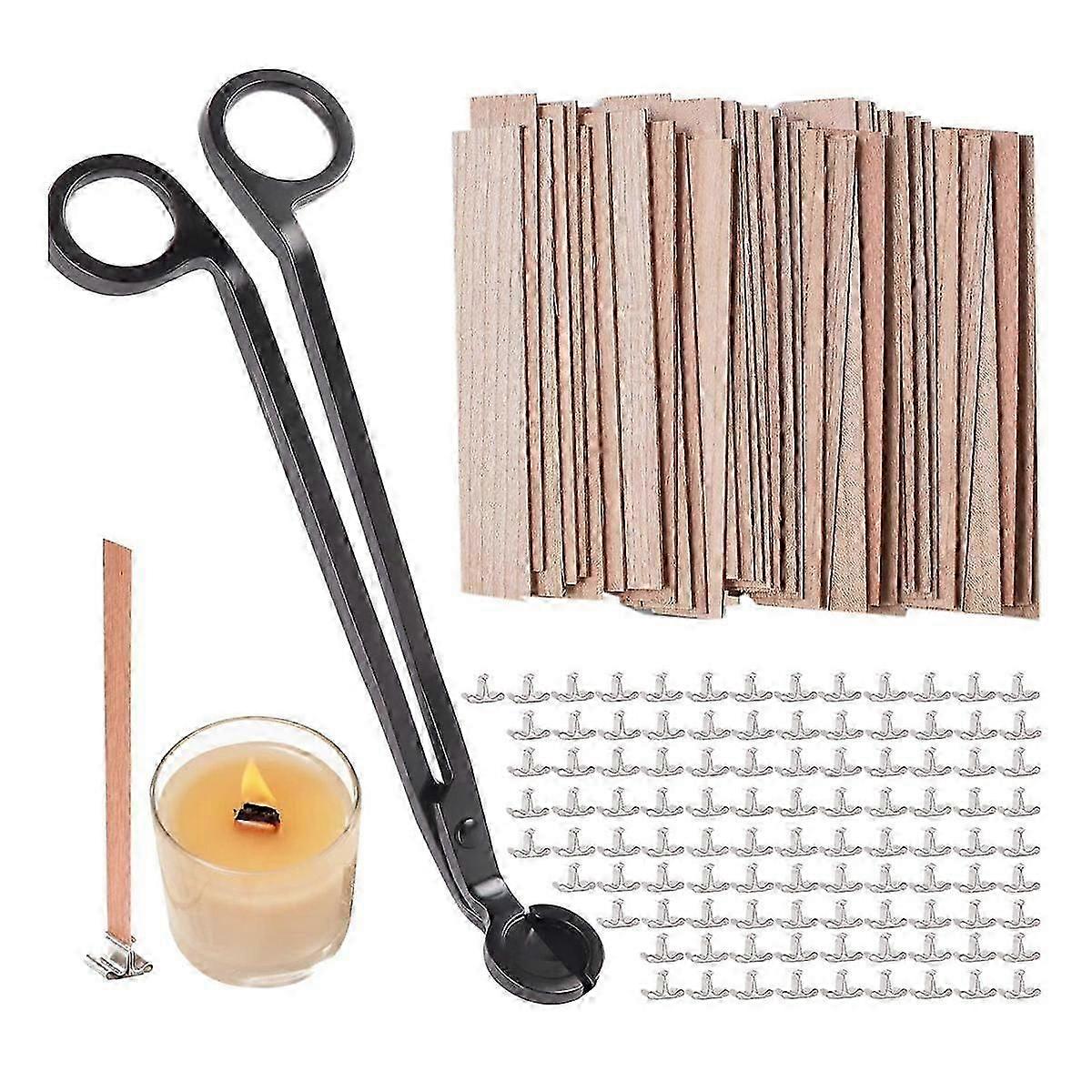 Wooden Candle Wicks,Wood Candle Wicks 5.1 x 0.5 Inch Smokeless Natural Wood Wicks for Candles with