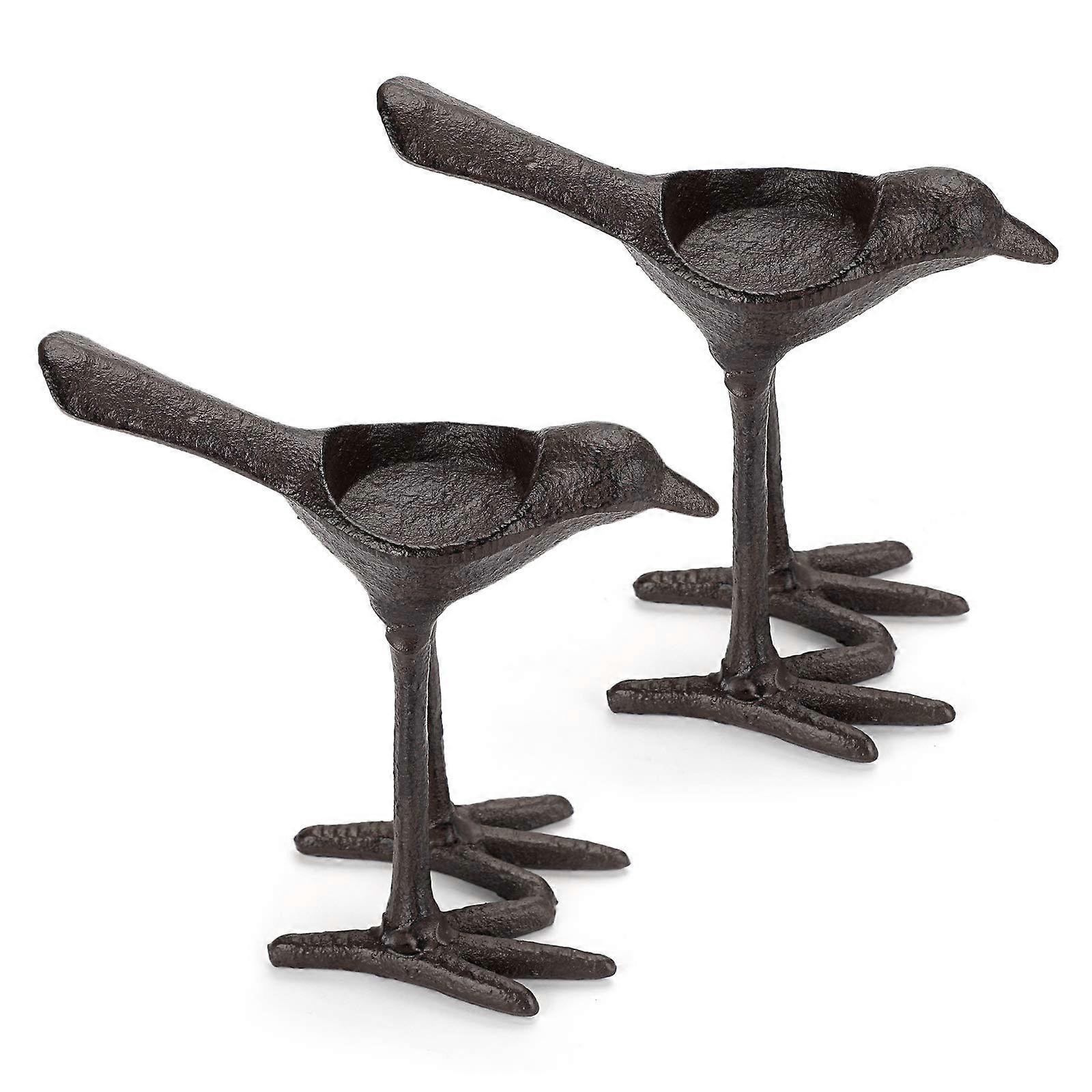 2 Cast Iron Bird Candle Holders Vintage Rustic Table Centerpieces Decorative