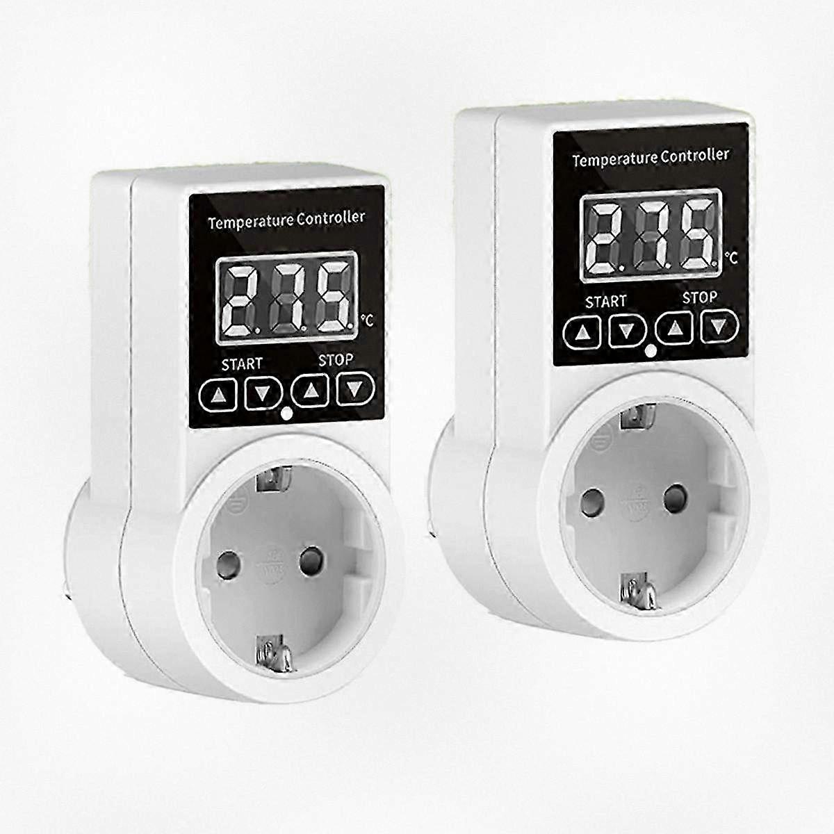 2-Piece Smart Thermostatic Outlet with Sensor, Digital Temperature Control Socket, Waterproof EU Power Plug