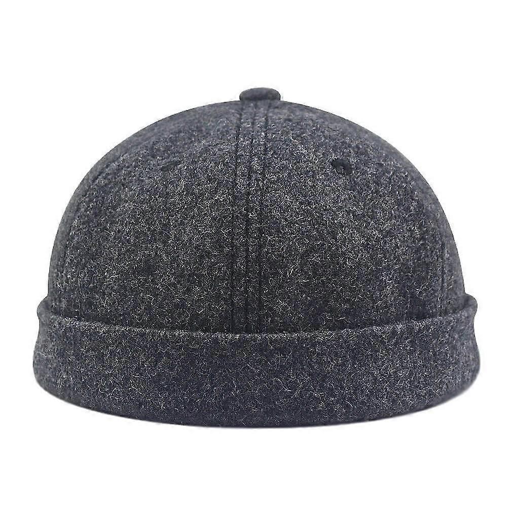 Wool Brimless Cap Winter Warm Skullcap Rolled Cuff No Visor Beanie Sailor Hat