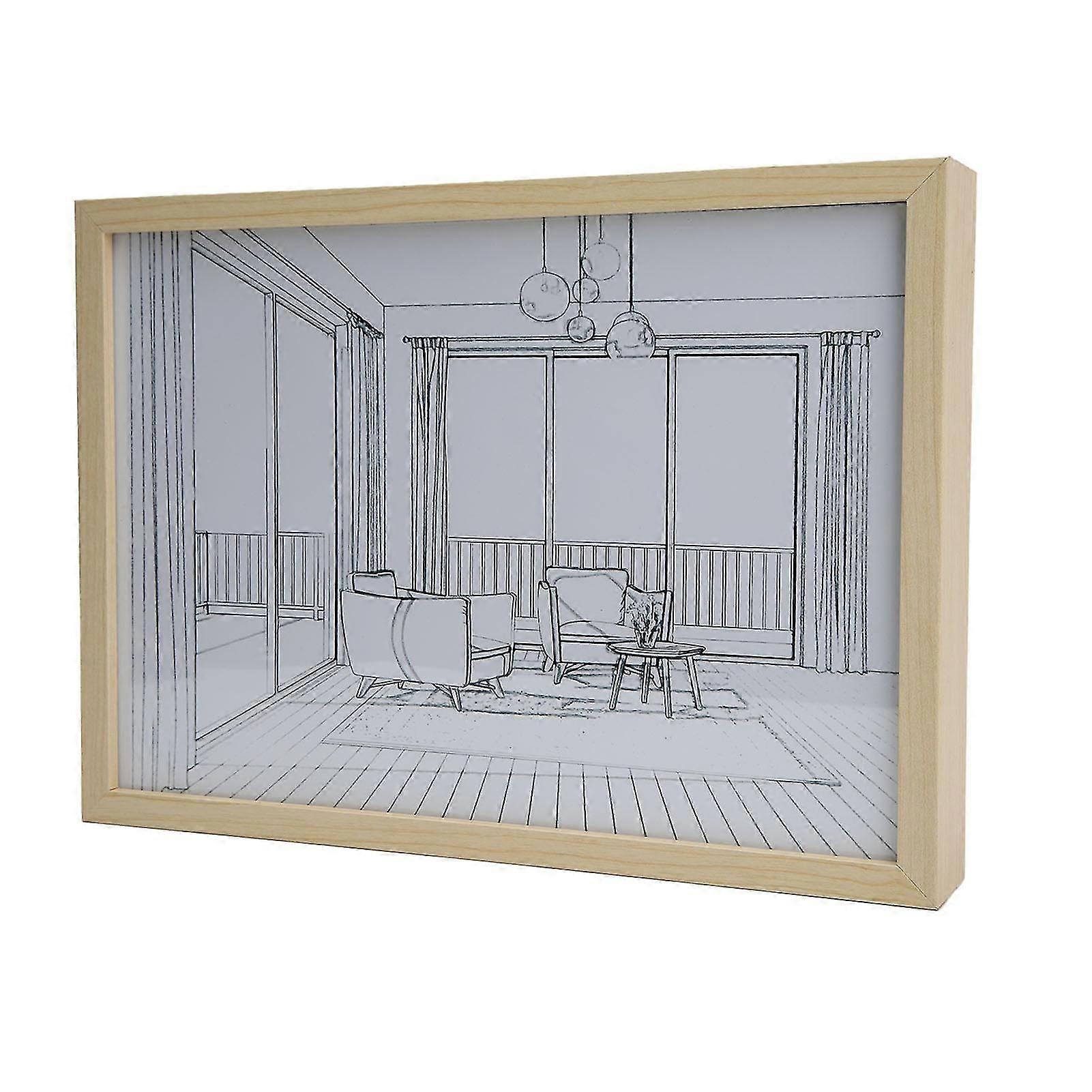 Light Up Painting 3 Color Lighting Adjustable Brightness Decorative USB Powered LED Glowing Painting Frame for Living Room Bedroom 21x29.7cm8.2x11.7i