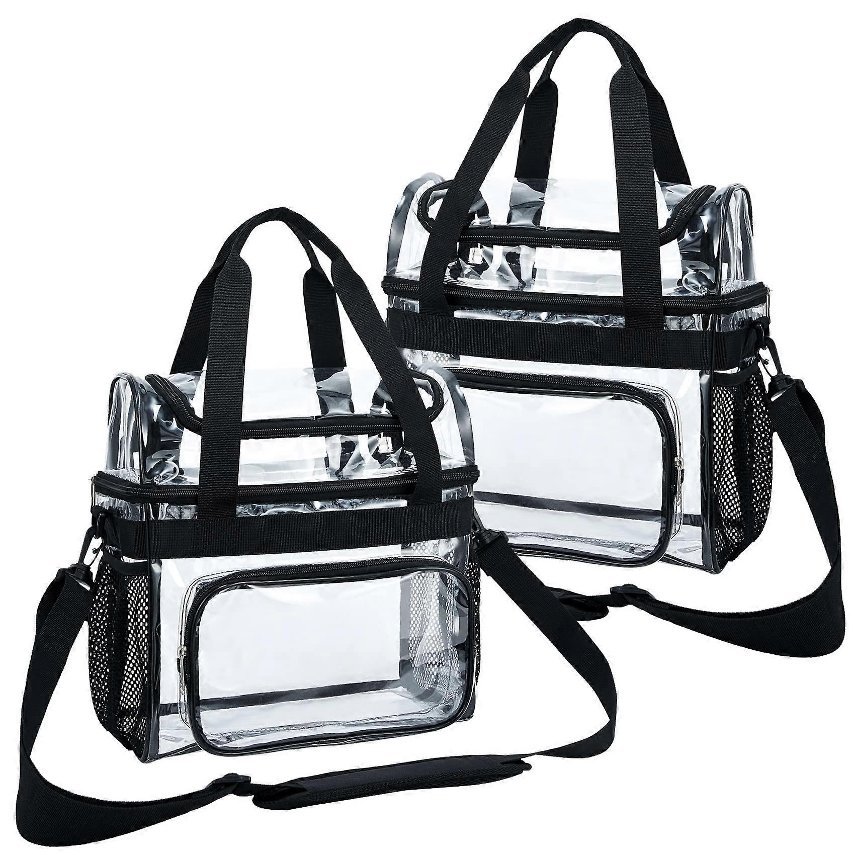 Transparent Double-Storey Lunch Bag for Men - Extra Large Tote, Clear Food Box Container, Durable Material, Stylish Design
