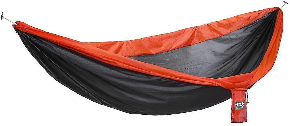 Ultralight Hammock for 1 Person - Portable Camping, Hiking, Travel, Beach - Coal/Orange Color, Durable Material