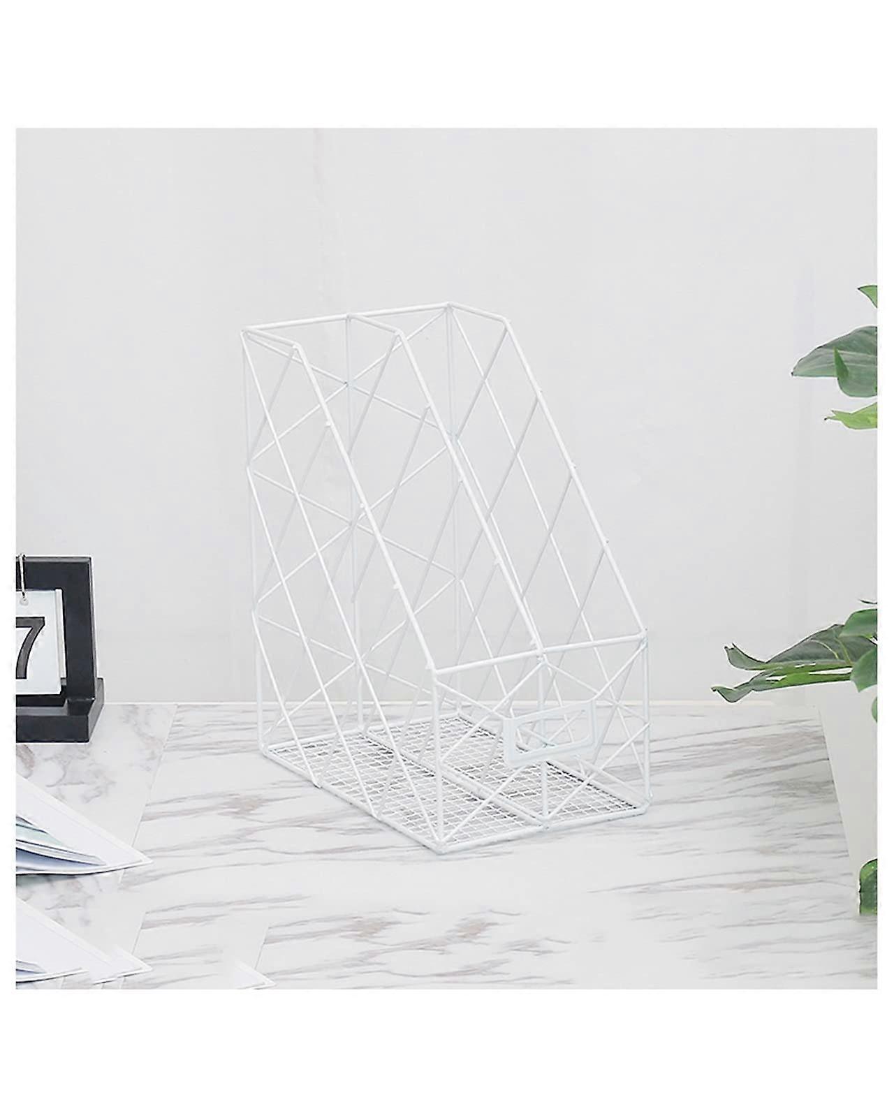 Magazine Rack Simple Desktop Storage Rack Bookshelf File Magazine Storage Multifunctional spaper Rack (Color : Golden2) (White)