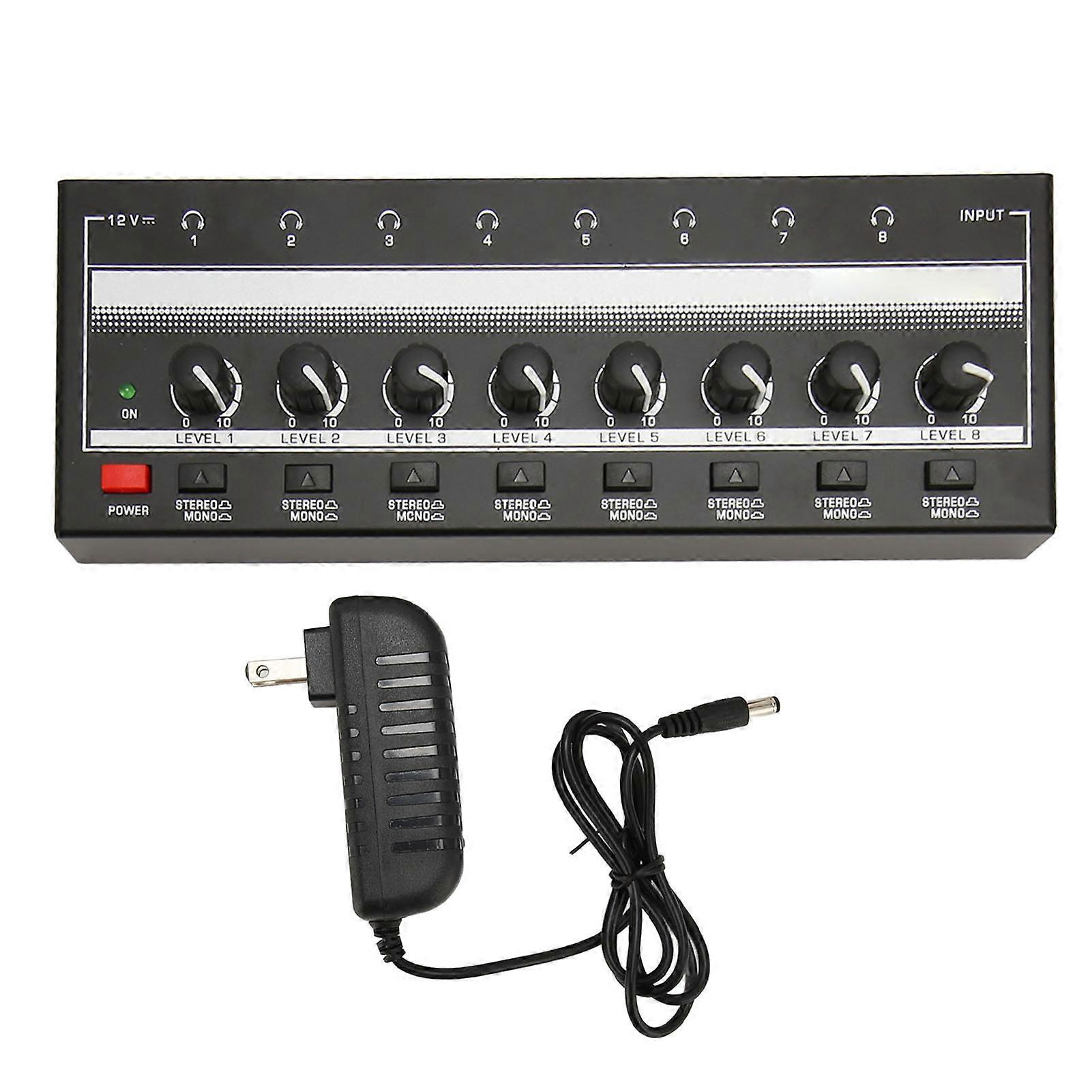 Stereo Headphone Amplifier 8 Output 1 Input Channel Clear Sound Compact Metal Headset Amp for Studio Stage