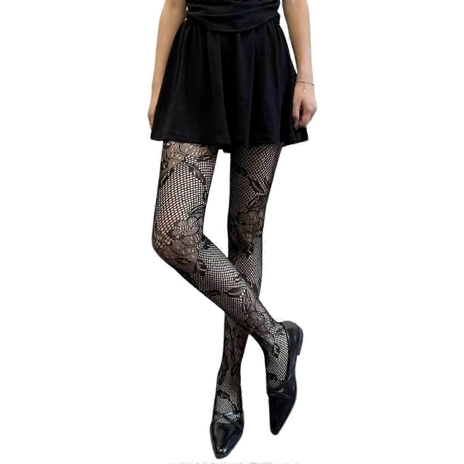 Femmes Mesh Collants Leggings Collants Collants À La Mode Fleur Évidé Motif Elégant Pure Résille Bas De Pantalon Blanc