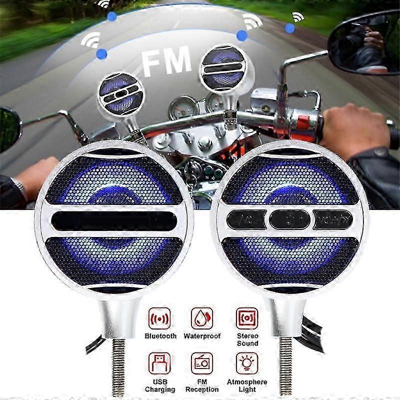 3 Inch Motorcycle Bluetooth Speaker Moto Audio MP3 FM Radio Player Audios Motorcycle Speakers with Led Atmosphere Light