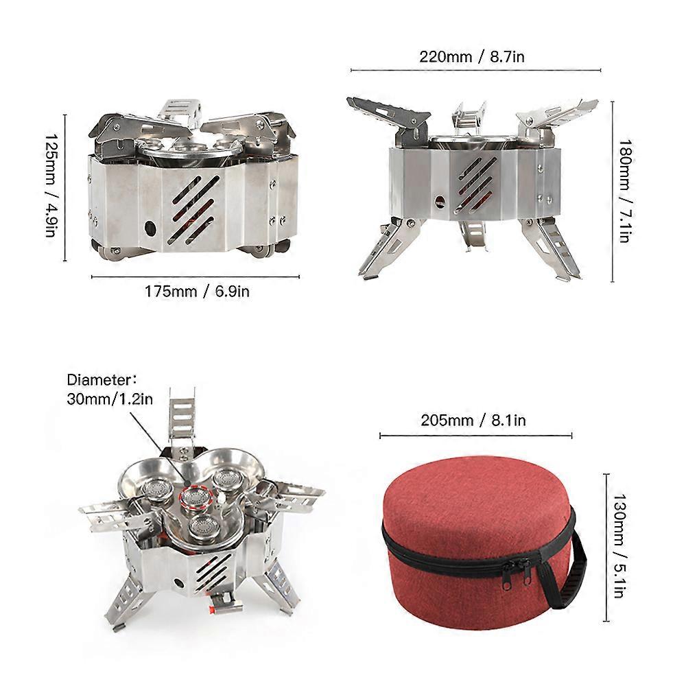 Folding Camping Gas Stove Ultralight Camping Windproof Stove with Storage Bag Strong Firepower Picnic Cooking Furnace