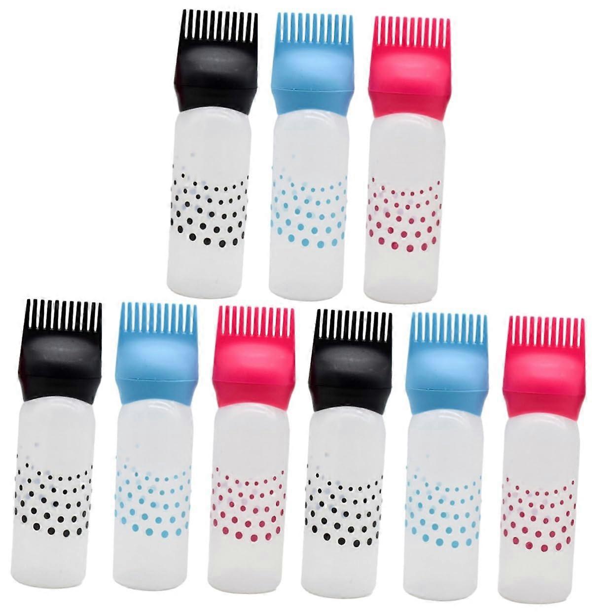 9 Pcs Hair Dye Root Comb Bottle Set Refillable Hair Color Container with Scale and Hair Oil Applicator Brush