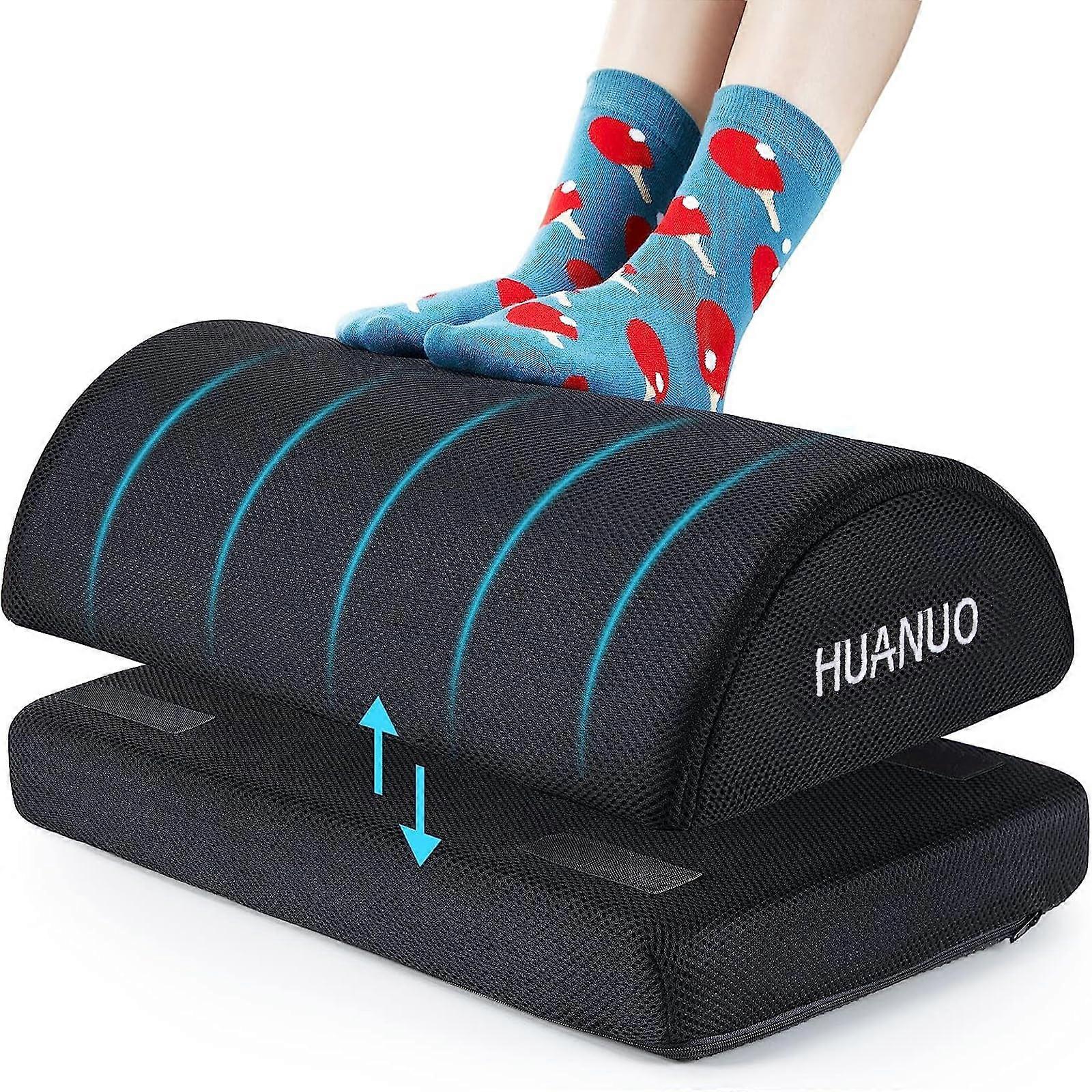 Foot Rest for Under Desk at Work, with 2 Optional Covers for Replacing, Double Layer Adjustable Foot Rest for Office, Home, Airplane, Travel