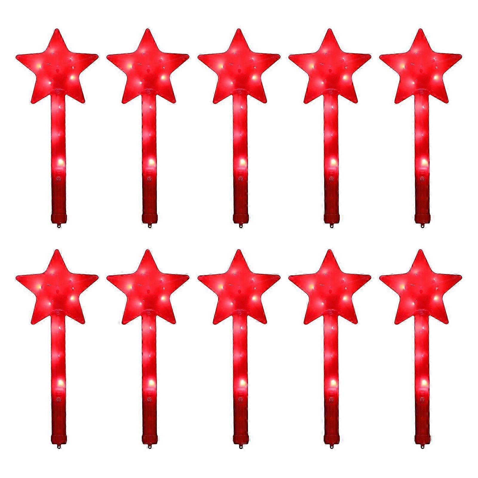 LED מהבהב שרביטי קסם כף יד פלאש צבעוני מקל צעצוע מתנת יום הולדת זוהר מסיבת צעצוע חגיגה אספקה 10 יחידות אדום