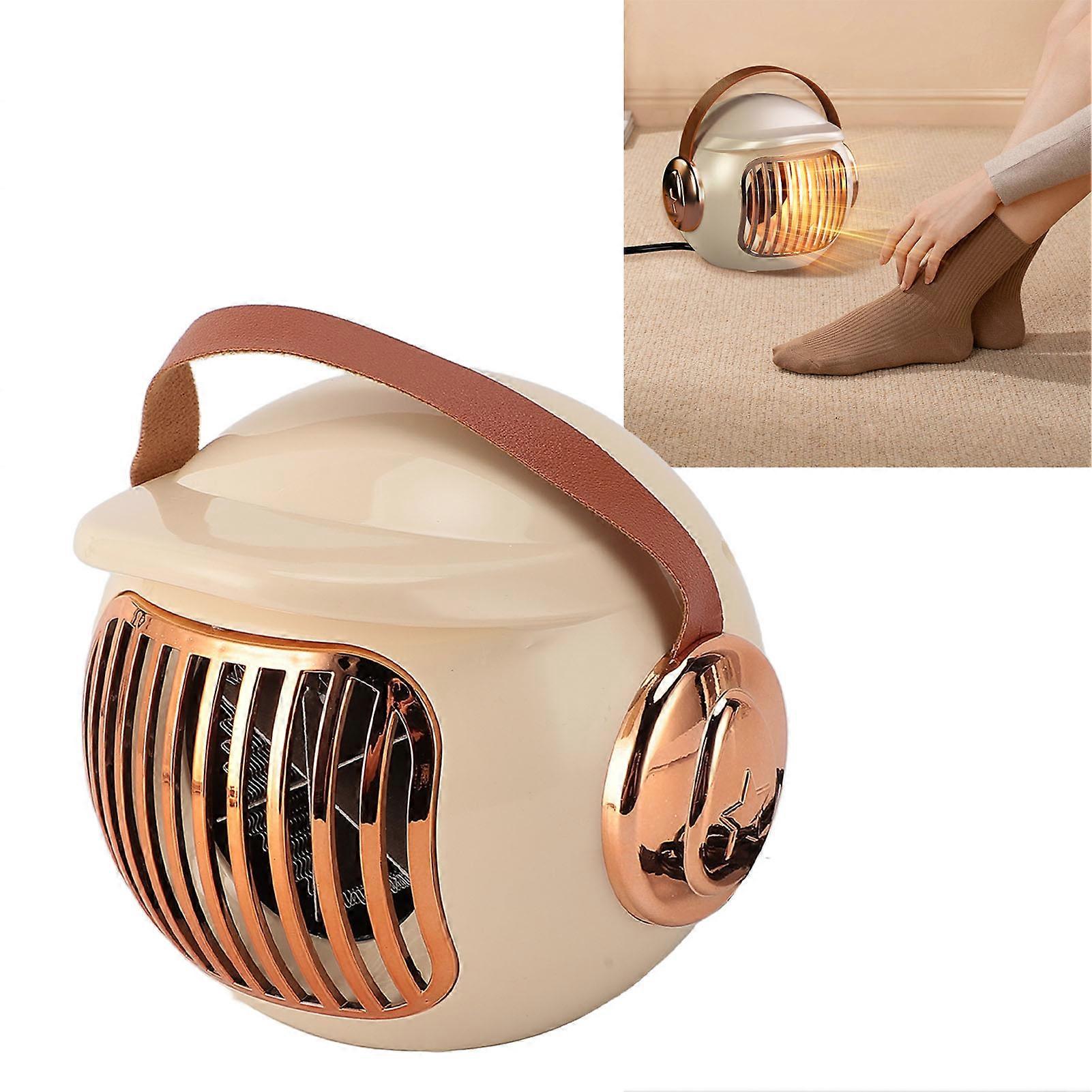 Portable Space Heater Indoor Small Electric Heater with Handle Automatic Power Off Low Noise for Home Bedroom Office Cream White EU Plug 220V