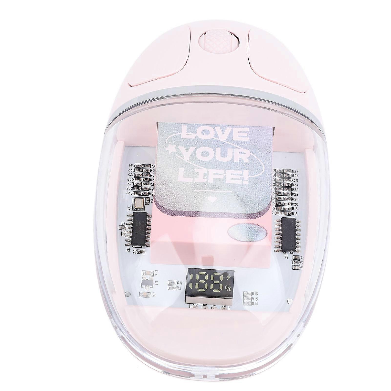 Bluetooth Wireless Mouse Dual Mode 2.4G Transparent PC Ergonomic Office Mute Mouse for Computer Laptop Pink 